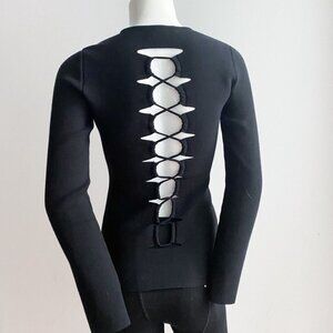 Alexander Wang Black Long-Sleeve Cutout Back Top